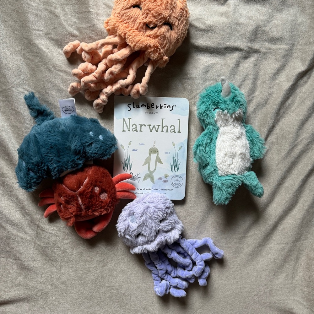 Slumberkins ocean mini bundle with Narwhal book